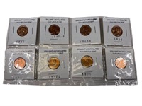 Lot of 8 Brilliant Uncirculated Old Lincoln Cents