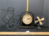 Decorative Clock Wine Holder & Reproduction Fan
