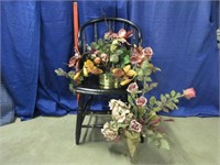 antique black bentwood chair & flower arrangements