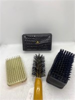 Shoe Shine Kit 2 Cans W/ Leather Case&3 Brushes