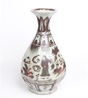Old Chinese Faceted White & Red Underglaze Porcela