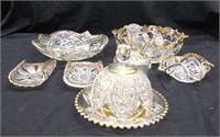 Gold Flashed  Covered Dish, Glass Bowls