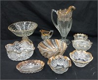 Gold Flashed  Glass Bowls, Glass Pitcher
