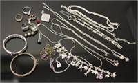Silver & costume jewellery group