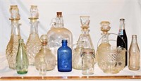 LOT - VINTAGE BOTTLES, DECANTERS, ETC.