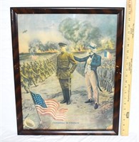 1917 WWI PATRIOTIC POSTER " PERSHING IN FRANCE "