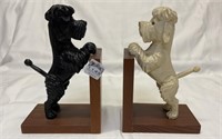 Poodle bookends, wood & molded plastic,