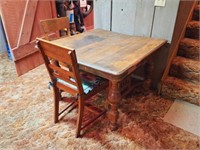 Vintage Wood Table w/ 2 Chairs