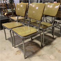 Dinette Chairs Chrome Finish with Green Vinyl