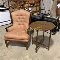 Wooden Arm Chair with Pink Upholstery, includes