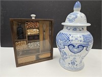Blue & White Ginger Jar & Wall Decor/Basket