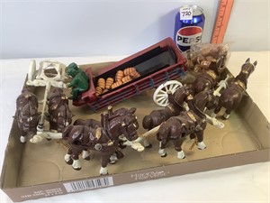Cast Horse Drawn Beer Wagon