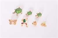 Vintage Turtle, Frog, Butterfly Pins