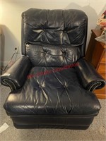 Small Dark Blue Leather Recliner (living room)