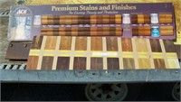 Premium Stains and finishes display sign.