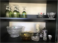 Shelf Lot Crystal Glassware & Decorative