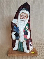 19" Handpainted Wood Santa Sculpture