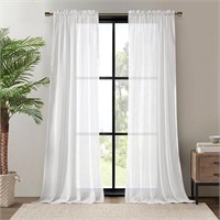 AMPHIWELL White Sheer Curtains 84 Inches Long, 2
