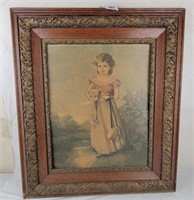 Ornate Wood Frame Girl Print