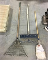 Rubbermaid mop, rake & shovel