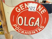 Metal Genuine OLGA Pocahantas Flange Sign