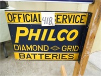 Metal Philco Diamond Grid Batteries Flange Sign