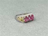 sterling ring w/ red stones - size 8