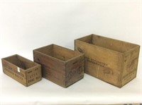 Lot of 3 Wood Ammo Boxes Including