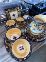 Modern set of pottery dishes