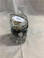 Quart Jar of Buttons with Glass Lid