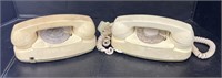 (AE) Cream And White Colored Rotary Phones. Cream