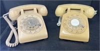 (AE) Beige And Yellow Rotary Phones. Face Of