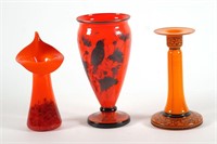 3 Bohemian Tango Art Glass Vases
