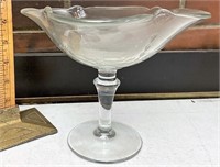 Etched glass Compote