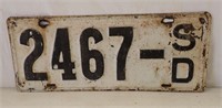 1913 SD LICENSE PLATE