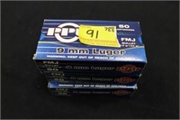 150 COUNT PPU 9 MM LUGER FMJ BULLET 124 GR