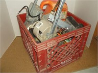 Milk crate of electrical supplies