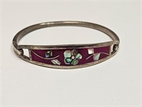 VINTAGE STERLING SILVER INLAID MEXICAN BRACELET