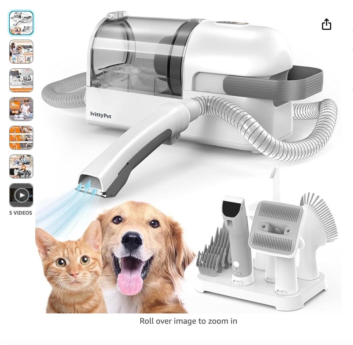 lvittyPet Dog Grooming Kit & Pet Hair Vacuum