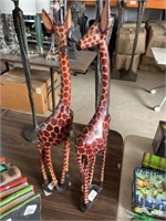 2 Carved Wooden Giraffes from Kenya