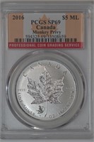 2016 Canada Monkey Privy 1 ozt Silver .999