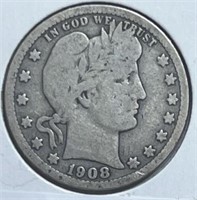 1908O Barber Quarter