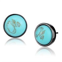Round 6.70ct Sea Blue Turquoise Stud Earrings