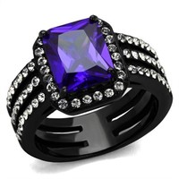 Emerald 3.49ct Tanzanite Topaz Black Plated Ring