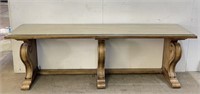 7 FT Ethan Allen Console Table with Glass Top