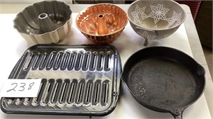 Copper Jell-O, mold, Bundt pan, colander, broiler