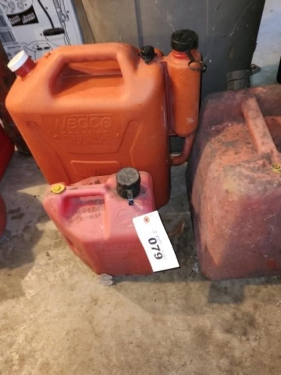 3 PLASTIC RED FUEL CONTAINERS
