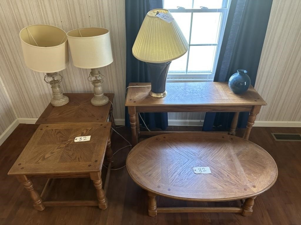 Sofa Table, 2 End Tables, Coffee Table, 2 Lamps