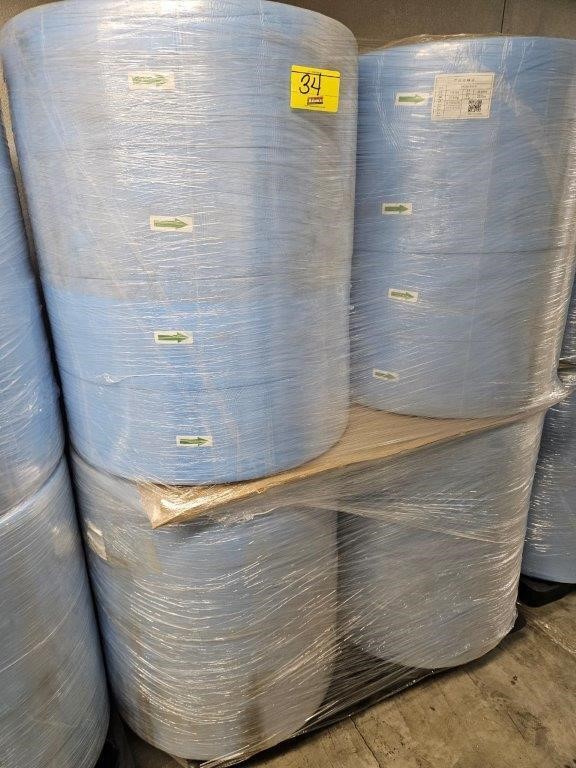 PALLET WITH ROLLS OF BLUE MASK MATERIAL