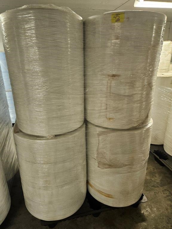 PALLET WITH ROLLS OF WHITE MASK MATERIAL